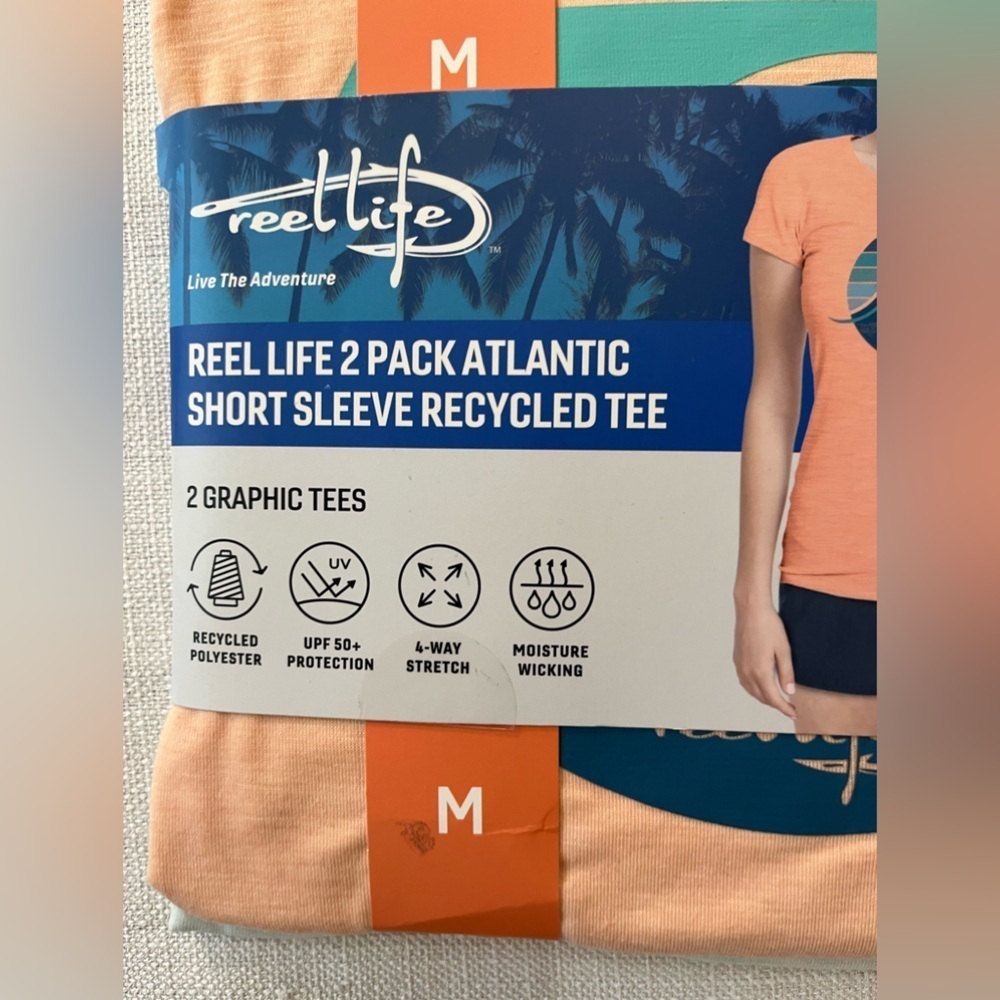 Reel Life Athletic T Shirt 2 Pack Short Sleeve Graphic Orange Gray NWT M - Picture 2 of 6